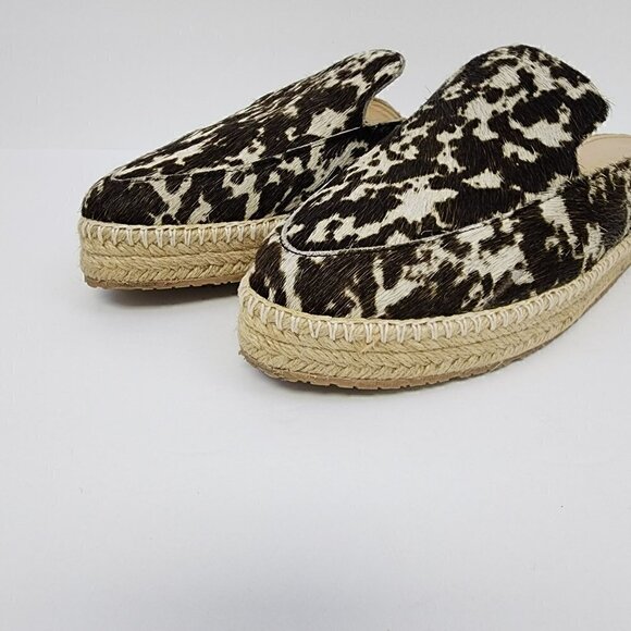Kaanas Brown Cow Print espadrilles Slip-On Mules 38.5 Hair - Picture 4 of 7